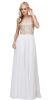 Sleeveless Beaded Lace Mesh Bodice Long Formal Prom Dress in Off White